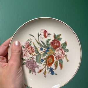 Limoges 14k gold rim made in USA floral little plate appetizers?